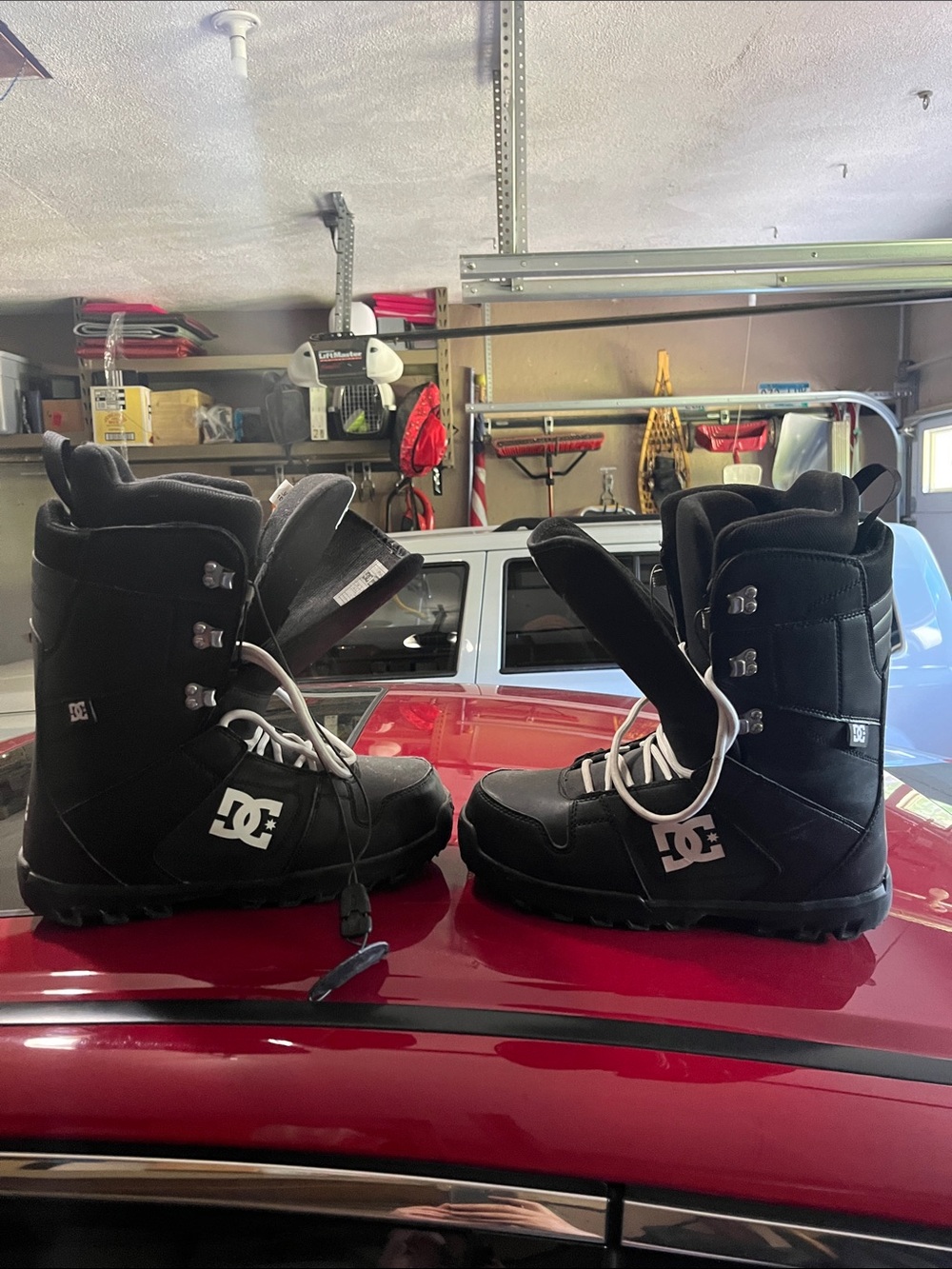 DC Black Snowboard Boots with White Laces and Logo